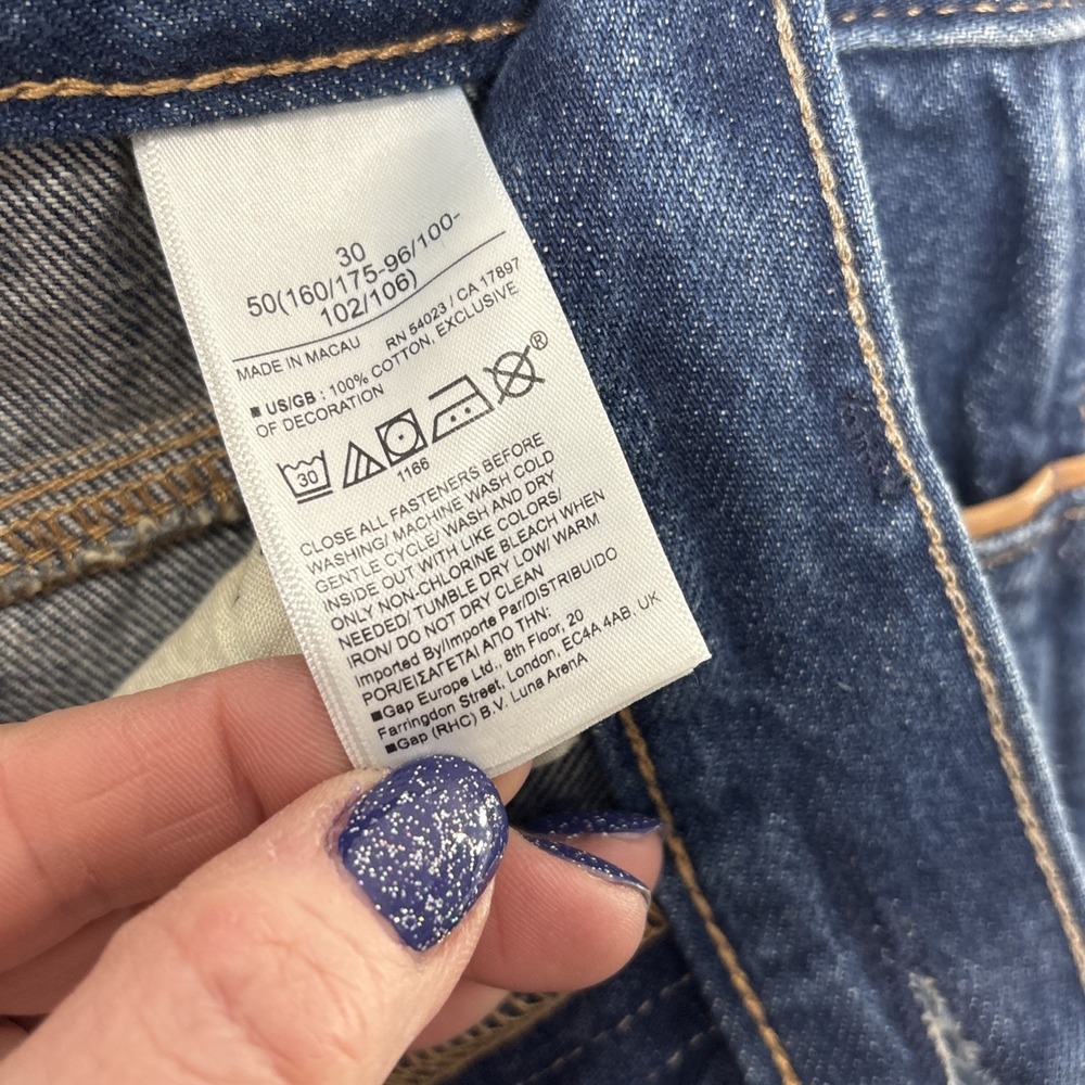Banana Republic High Rise Vintage Straight Jeans Sz 30 Contrast Piping Dark Wash - Picture 11 of 12